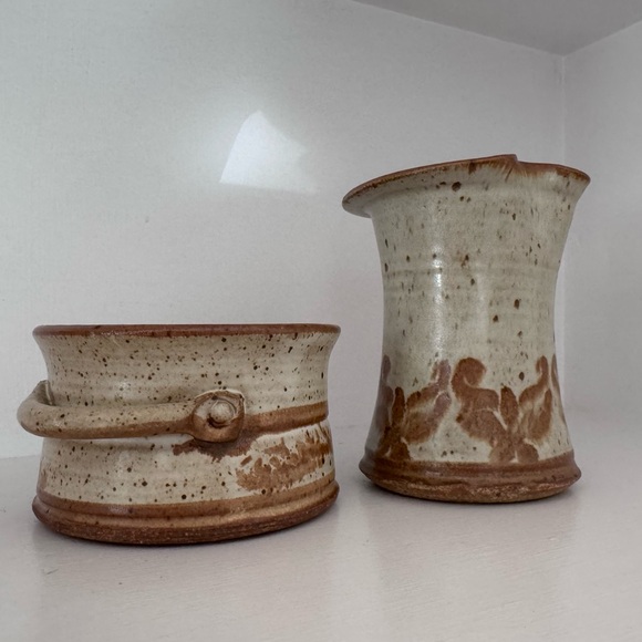 Handmade Studio Pottery Sugar&Creamer - Rustic Earth Tones - Picture 3 of 9